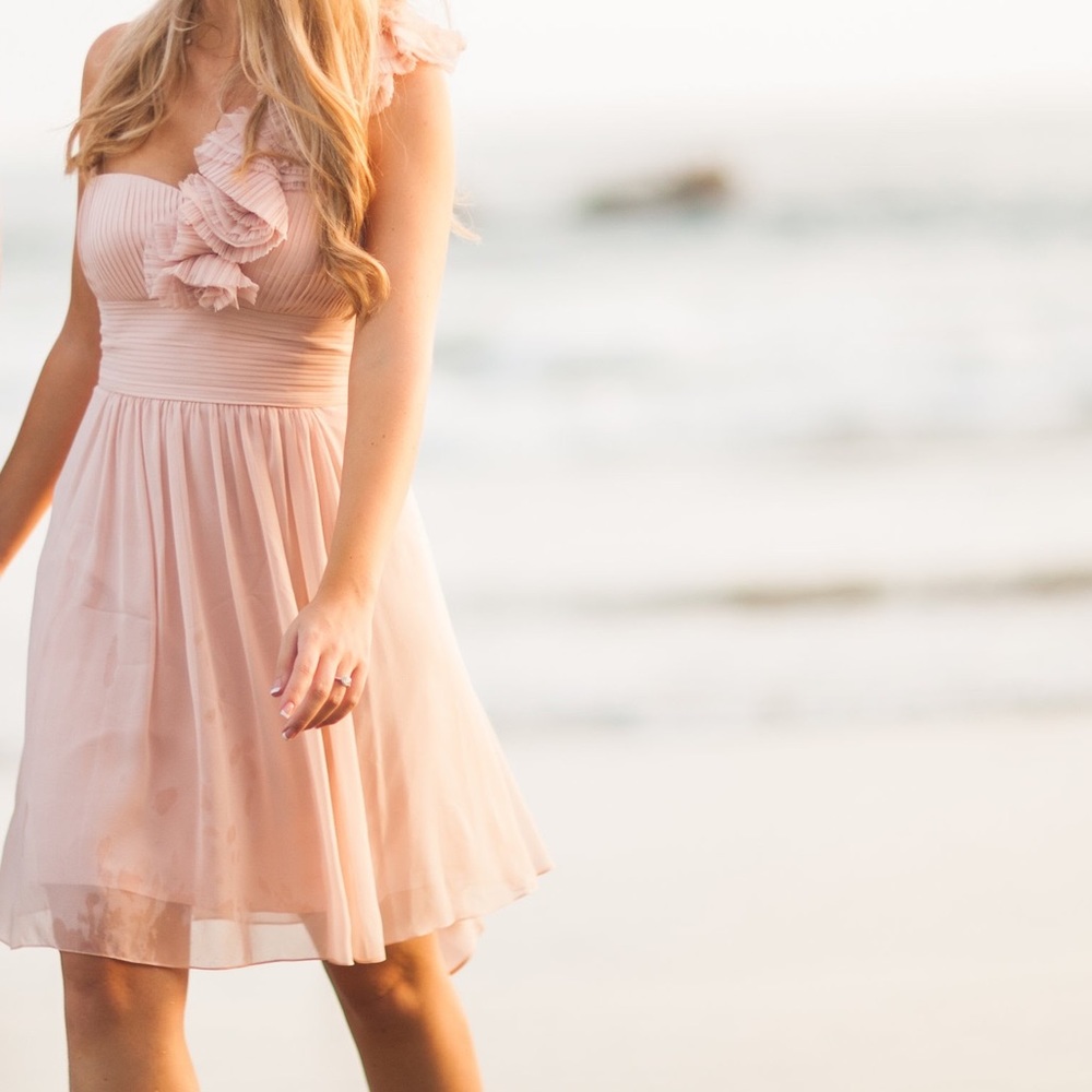 BCBG dusty Rose one shoulder cocktail dress